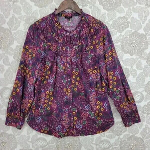 Talbots Petite LP‎ Floral Long Sleeve Top Blouse